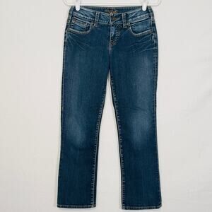 Silver Jeans Womens 26 Suki Cropped Ankle Low Rise Straight Leg Dark Wash 28x25